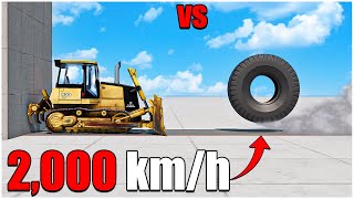 Beamng Drive | Angry Tire VS Dozer 2.000 km/h | #cars crash test | car torture