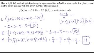 Basic Rectangular Approximations Homework Walkthrough