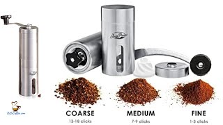 JavaPresse Manual Coffee Grinder - Stainless Steel Manual Conical Burr - 18 Adjustable Settings