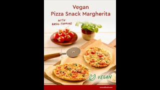 Vegan Pizza Margherita snack with basil topping