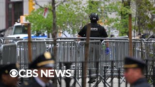 Officials speak after man sets himself on fire near court where Trump trial held | full video