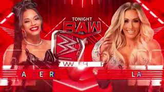 WWE RAW July 11, 2022 Bianca Belair vs Carmella Official Match Card
