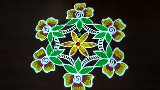 Aghan Guruwar Rangoli Design 🌹 5×3 Dots Muggulu 🌹 Easy Kolam