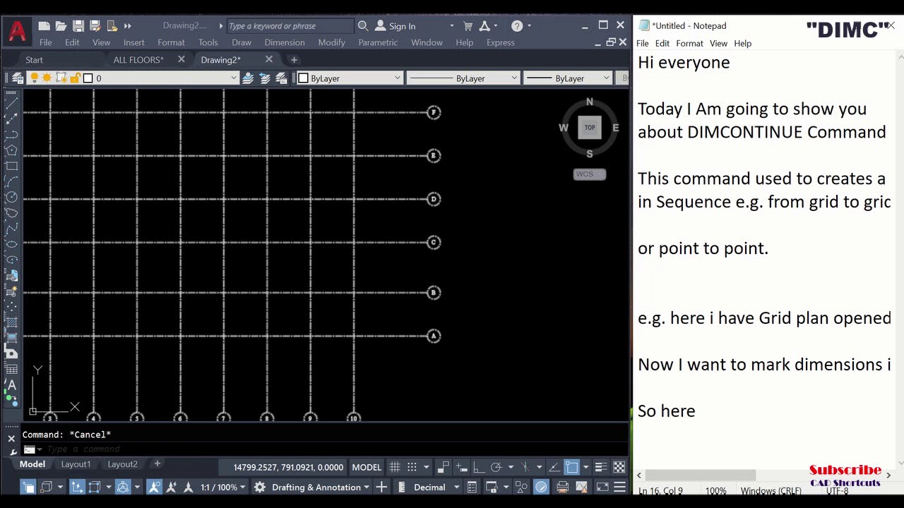 Dimcontinue Command In Autocad Continue Dimensions Cad Shortcuts