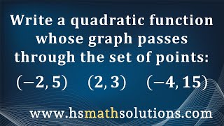Writing a Quadratic Function from Points (Example)