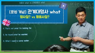 [문법 개념 6-3] 명사절 vs 형용사절 (what 활용) - 중학교 문법, 내신 문법, 고등학교 내신, 공무원 영어, 경찰시험 영어, 토익, 기초영어, 문법용어