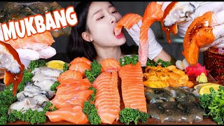 FUME ASMR 2.0 MUKBANG VARIETY SEAFOOD 🌊OYSTER\u0026SALMON  SEA CUCUMBER\u0026SEA PINEAPPLE SPICY CHILI SAUCE🌶️