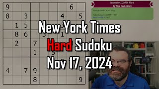 NYT Hard Sudoku Walkthrough | Nov 17, 2024