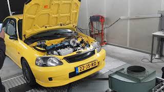 Dolf Dyno Tuned Honda Civic EJ9 K20A2 GT3582 Turbo Low Boost 9/10 PSi Dyno Run