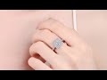 moisza ~ princess cut pave pink double halo 1 carat moissanite diamond s925 engagement ring