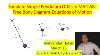 Simulate Simple Pendulum ODEs in MATLAB- Free Body Diagram- Equations of Motion