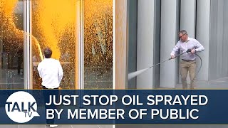 Just Stop Oil Sprayed By Member Of The Public DURING Protest