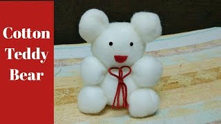 2 minutes cotton Teddy bear making // how to make cotton toy teddy bear //soft toy teddy making