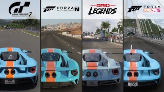 GT7 vs FM7 vs GRID LEGENDS vs FH5 - Ultimate Comparison!! (4K 60FPS) Ford GT Comparison