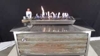 IMPACT Fire Table - Burn Propane or Natural Gas, Rectangular with Salvaged Corrugated Side Panels