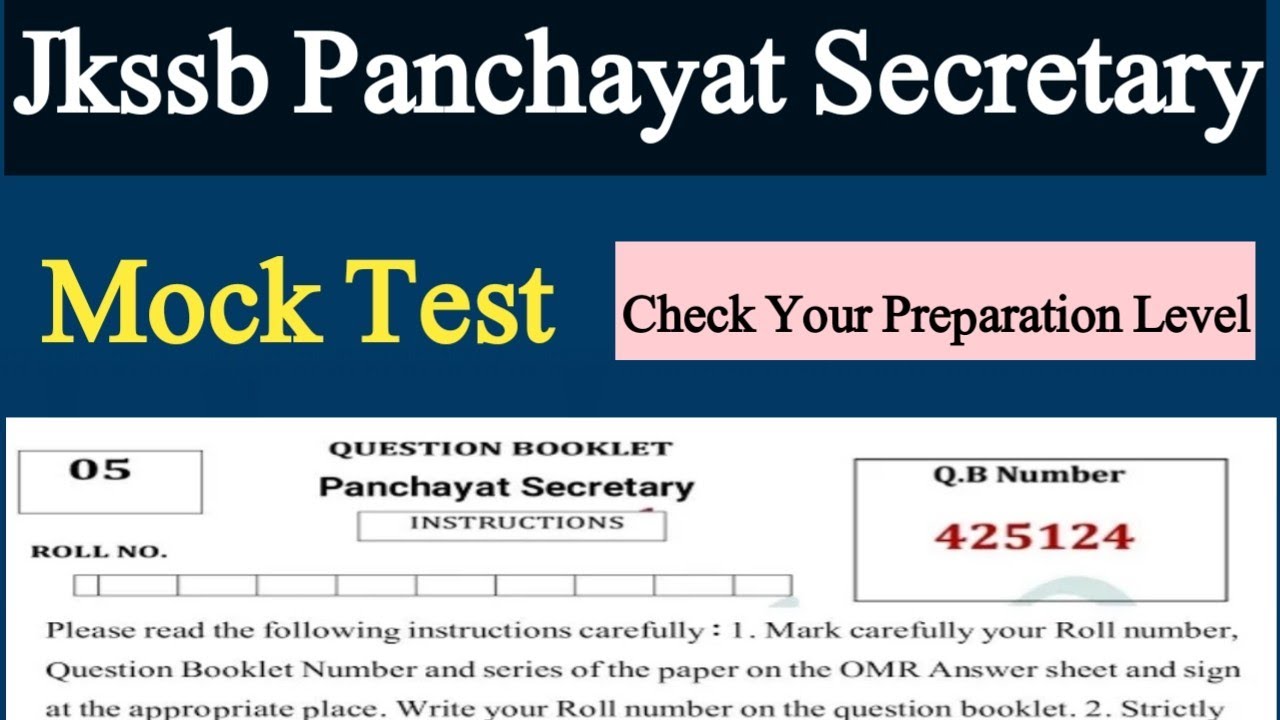 Jkssb Panchayat Secretary Mock Test | Jkssb VLW Mock Test 2022 ...