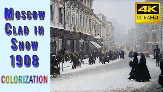 Moscow Clad in Snow (1908). Russia. Time travel. Remaster. Documentary. [Colorization]