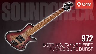 SOUNDCHECK G4M 972 Fanned Fret 6-String Bass Guitar, Purple Burl Burst | Gear4music Guitars