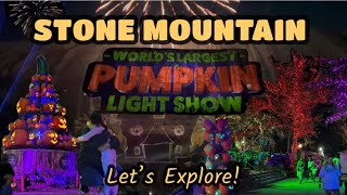 Stone Mountain Park Halloween Pumpkin Festival \u0026 Light Show - World’s Largest Pumpkin Light Show