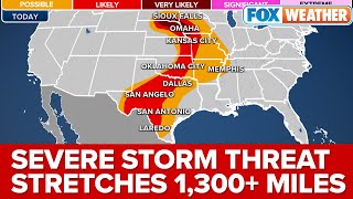 Severe Storm Threat Stretches 1,300+ Miles Across Central US | Tornadoes, Hail Likely
