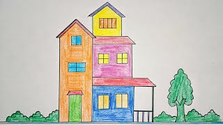 How to draw a house/easy house drawing/simple a house drawing/very beautiful home draw/my house draw