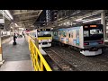 e231系800番台k5編成 当駅止まり東西線直通各駅停車中野行きが津田沼に到着するシーン