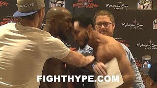 NEAR BRAWL AS HEADBUTTS FLY AND FIGHTERS SEPARATED DURING HEATED WEIGH-IN FOR ALEXANDER VS. AYALA