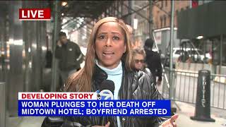 Woman plunges to her death off Midtown hotel, boyfriend arrested