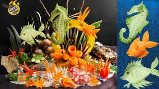Sea Bed Carving made using vegetables | Vegetable carving |Fruit & Vegetable carving |Vegetable Art|
