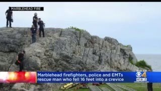 Man Rescued After Falling 16 Feet Into Crevice At Castle Rock In Marblehead