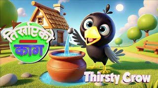 तिर्खाएको काग | The Thirsty Crow Story in Nepali | 3D Animated Kids Cartoon | Nepali Kids Stories