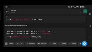 Python Program to Append Keys and Values in Dictionary (In Order)