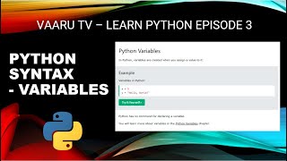 Episode 4 | Python syntax variables | Learn python |