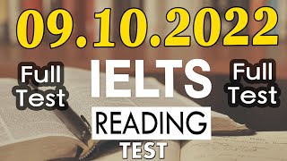 IELTS READING PRACTICE TEST 2022 WITH ANSWER | 09.10.2022