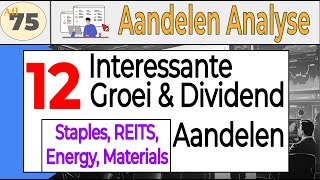 Aflevering 75: 12 Interessante Groei \u0026 Dividend Groei aandelen (Staples, REITS, Energy, Materials).