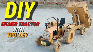 How To Make Rc Eicher Tractor With Hydraulic Trolley From Cardboard And Homemade ll DIY 🔥🔥