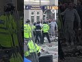 Protester hit by bricks during Southport riots