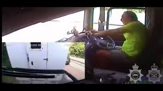 Shocking footage shows moment texting lorry driver crashes into prison van