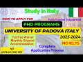 How to Apply University of Padova Italy | PhD Admissions Scholarship | Complete Process | No Fee