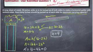 Optimization Practice Problem Optimizing a Rain Gutter - Calculus