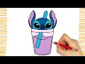 How to Draw STITCH'S CUP DRINK I CUTE I Easy I Step by Step