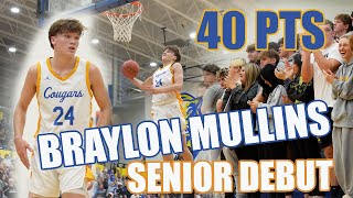 Braylon Mullins 40 points in Senior Debut | Uconn Commit is UNSTOPPABLE