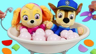Paw Patrol Baby Chase and Baby Skye Bedtime Routine with Bubble Bath, Grooming, and More!