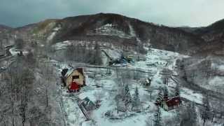 雪の夕張石炭歴史村跡　【空撮】