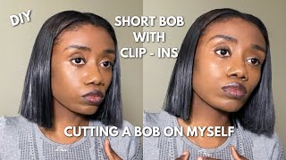 Cutting a Blunt Bob at Home using clip in extensions