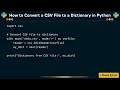 How to Convert a CSV File to a Dictionary in Python