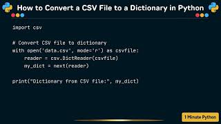 How to Convert a CSV File to a Dictionary in Python