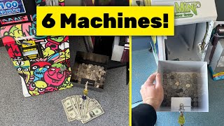 Collecting money from 6 Mini Claw Machines