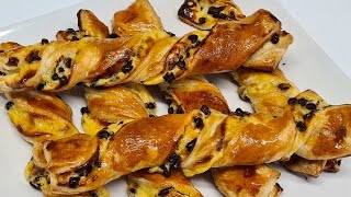 Nouvelle recette de torsades feuilletées aux pépites de chocolat