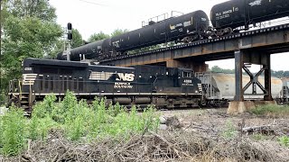 Trains Passing Over \u0026 Under Each Other On Giant RR Bridge, BIG Coal Train With Double DPUs, West Va.